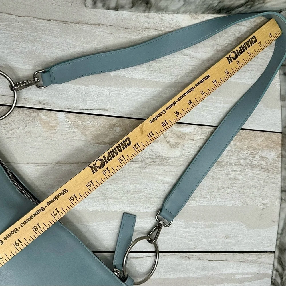 Retropose Handmade Italian Leather Boho Frosty Blue Hobo Bag Coquette Coastal